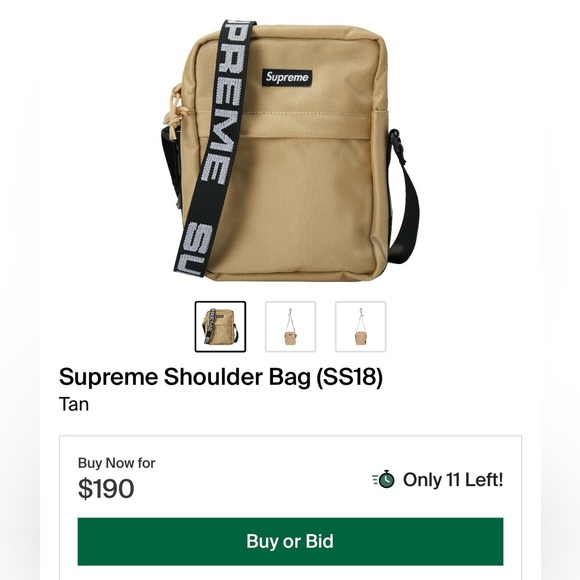 NWT Unisex Supreme Logo Strap Canvas Shoulder Bag In Sandy Tan 7” X 8.5” X 1.6” - Picture 3 of 15
